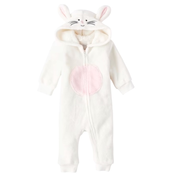 The Children’s Place Baby Bunny Coverall - One Piece Soft Fur Romper - Picture 1 of 9